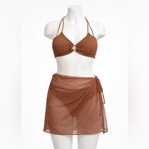 NWT Bikini with skirt cover up. Padded top. Size small. Hygenic liner.